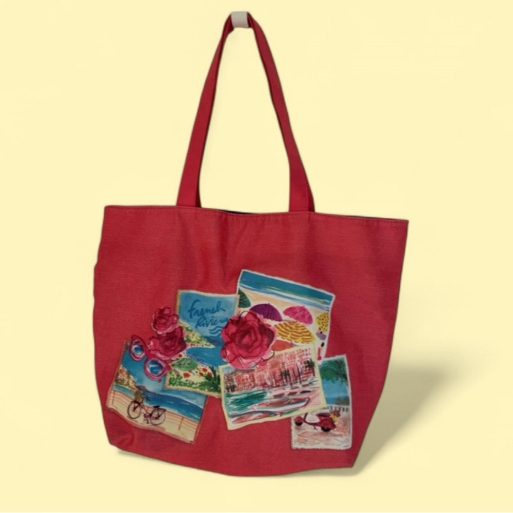 Lancome Red Floral Tote Bag
